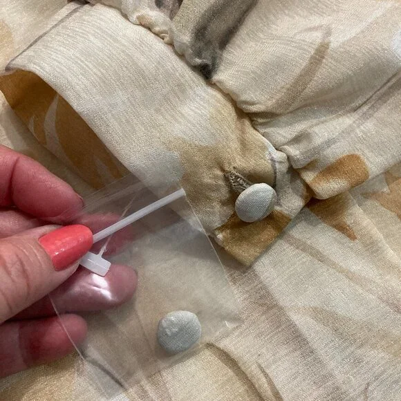 Vintage Y2K BETSY's THINGs Button Down Crop Shirt Top Sheer Floral 14 - Picture 8 of 11